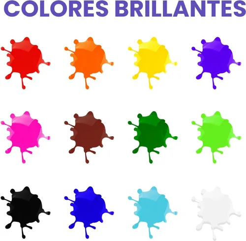 Miniatura 2 de ABEIER Pintura de Dedos Lavable para Niños Pequeños, Segura No Tóxica, 12 Colores Vibrantes (35.8ml), Pintura Segura para Bebés para Manos y Pies