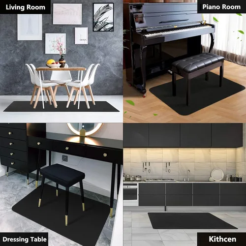 Miniatura 4 de Icegrey Tapete para silla de oficina, rectangular, lavable, antideslizante, protector de suelo para suelos de madera dura y azulejos, color verde