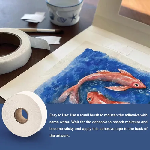Miniatura 4 de Lineco, Archival - Cinta adhesiva de papel activado por agua, sin ácidos con pH neutro, para bisagras de fotos artísticas, 1 pulgada x 130 pies
