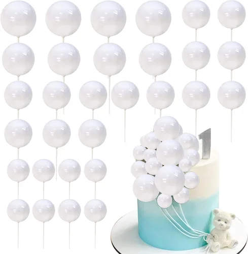 Miniatura 9 de 24 piezas de adornos para pastel con bolas, adornos para cupcakes, bolas de espuma con forma de pastel, púas de pastel con forma de bola, globos