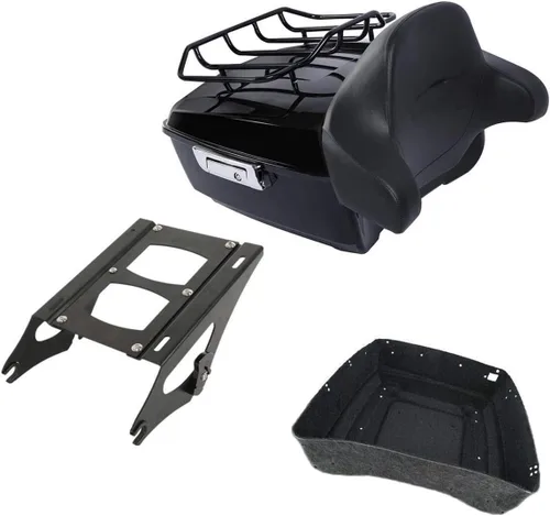 Miniatura 16 de TCMT King Caja de Maletero de Motocicleta con Respaldo Portaequipajes Soporte de Montaje 2 Up Compatible con Harley 2014-2025 Touring CVO Road King