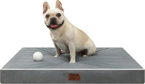 Miniatura 15 de Cama para perro, camas ortopédicas impermeables para perros grandes, medianos y pequeños, almohadilla para jaula de perro con funda extraíble Gris