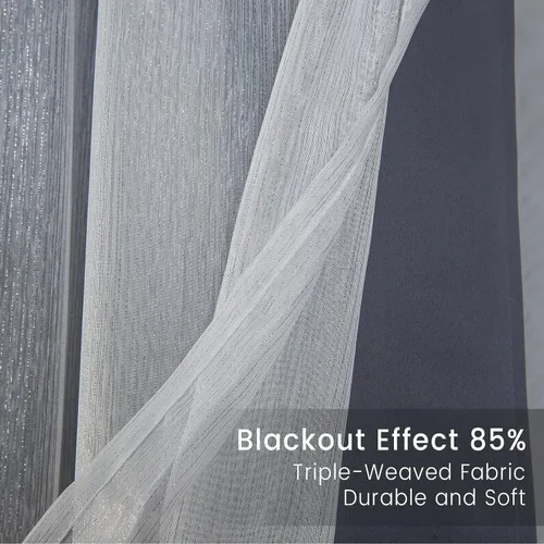 Miniatura 4 de OKYUK Paneles de cortinas opacas para dormitorio, cortinas de bloqueo de calor y luz completa, 52 x 84 pulgadas, panel de cortina opaca con ojales
