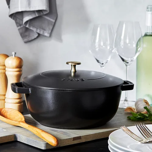 Miniatura 6 de Staub Horno holandés de hierro fundido, 3.75 cuartos de galón, sirve 3-4, fabricado en Francia, cereza