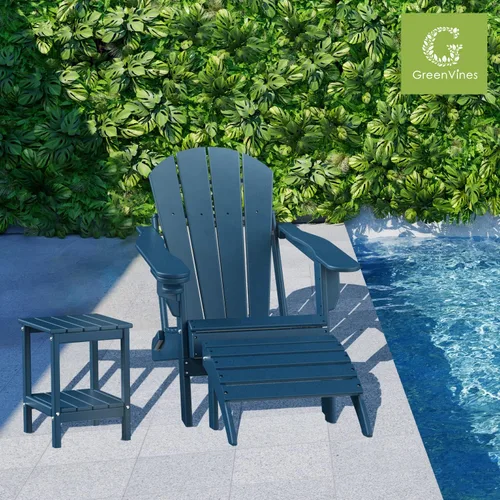 Miniatura 3 de GreenVines Adirondack - Juego de 2 otomanas de polietileno de alta densidad para todo tipo de clima, reposapiés plegable de plástico Adirondack