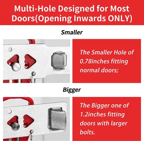 Miniatura 2 de Rerishom Cerradura de puerta portátil, cerradura extra para mayor privacidad y seguridad en casa, hotel, apartamento, AirBNB - Rojo