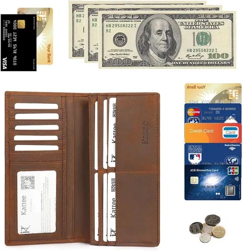 Miniatura 6 de Kattee cartera plegadiza clásica de cuero para hombre