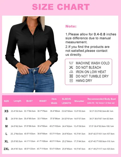 Miniatura 5 de Aoudery Button Down Shirts for Women Slim Fit Long Sleeve Stretch Dress Shirts Work Shirt Wrinkle Free