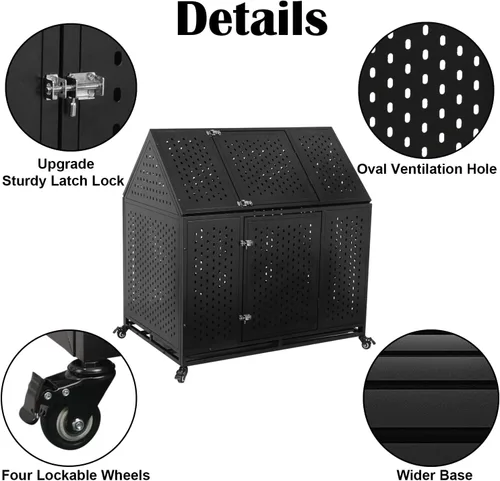 Miniatura 3 de Jaula indestructible para perros de 44 pulgadas, resistente a escapes, con techo puntiagudo para perros grandes y medianos de alta ansiedad, jaula