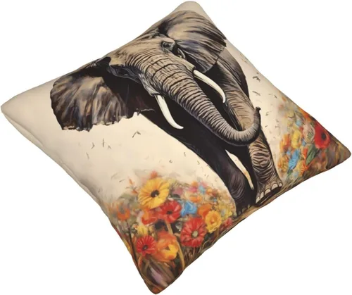 Miniatura 9 de Fundas de almohada decorativas con estampado de pintura de elefante, funda de cojín cuadrada suave, fundas de cojín para sofá, dormitorio, sala