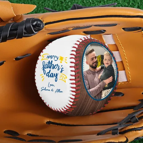 Miniatura 3 de Foto personalizada para el Día del Padre, con tus fotos y texto Béisbol Cumpleaños Día del Padre para papá, marido, abuelo Al mejor padre