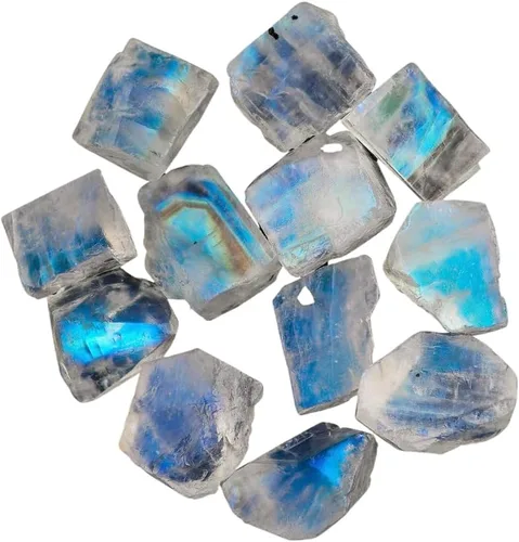 OdrillionGems Cristales y piedras preciosas naturales de piedra lunar azul crudo de 100 quilates, piedra natal de junio, piedra curativa de chakras,
