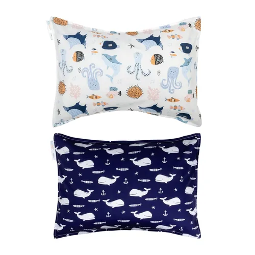 ALVA BABY - Paquete de 2 fundas de almohada de algodón orgánico para niños pequeños, de 13 x 18 pulgadas o 12 x 16 pulgadas, fundas de almohada para