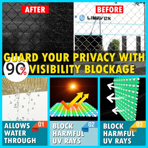Miniatura 3 de ShadeMart Rejilla de privacidad para valla de 4 x 3 pies, color negro, resistente, 170 GSM, malla de malla con lazos de cremallera, pantalla