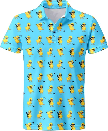 Miniatura 17 de Camisa de golf de los años 80 para hombre, ajuste seco, manga corta, estampada, divertidas, camisas de golf de los años 90 para hombre