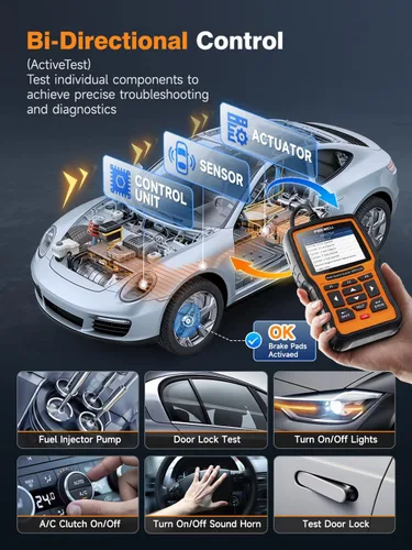 Miniatura 5 de FOXWELL NT510 Elite OBD2 escáner apto para herramienta de diagnóstico Porsche, lector de códigos de control bidireccional de sistema completo