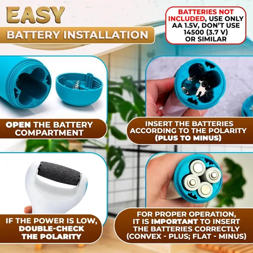 Miniatura 2 de Herramienta eléctrica para eliminar callos de pies para piel muerta y talones agrietados, molinillo de pies a batería con rodillo reemplazable