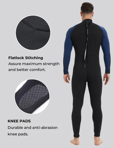 Miniatura 4 de Trajes de neopreno Lemorecn para hombre de 3/2 mm, traje de buceo de cuerpo entero Hombres 0.118 in Negro+Azul