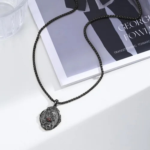 Miniatura 711 de Collar con colgante de plata de ley 925 con medalla de San Patrón, joyería religiosa para hombres y mujeres, con cadena de acero inoxidable 316L