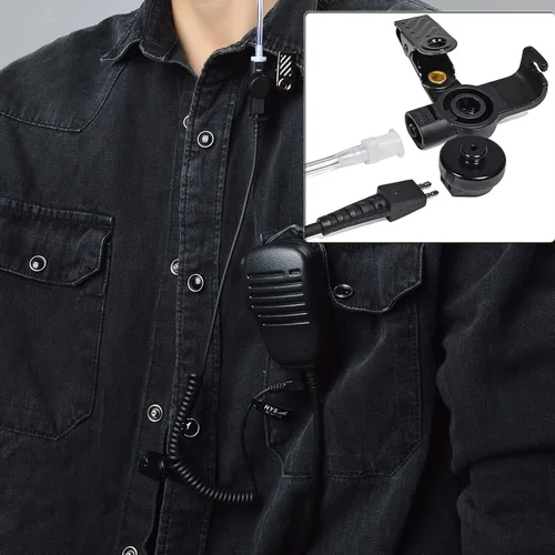 Miniatura 3 de HYS Receptor/escucha de 0.098 in solo auricular de tubo acústico de vigilancia hombro con un par de auriculares medianos (izquierdo y derecho)