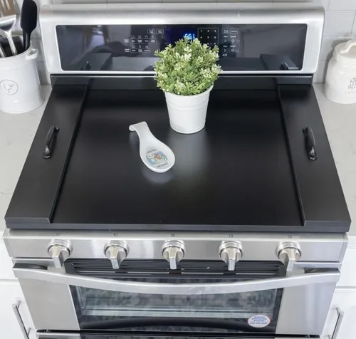 Cubierta para estufa de tabla de fideos con asas, cubierta superior de estufa eléctrica y de gas de madera rústica, decoración de cocina de granja