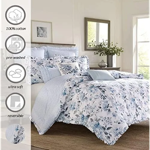 Miniatura 8 de Laura Ashley Home - Juego de funda de edredón tamaño individual, ropa de cama reversible de algodón con funda a juego, decoración ligera del hogar