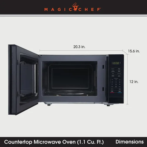 Miniatura 2 de Magic Chef Horno microondas compacto para encimera, 1000 vatios, negro, 1.1 pies cúbicos - Aparato de cocina digital con cocción de un solo toque