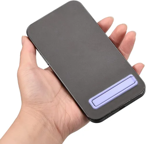Miniatura 5 de uxcell Soporte delgado para teléfono celular, soporte de escritorio horizontal y vertical, soporte plegable para teléfono para la mayoría de Púrpura