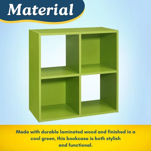 Miniatura 6 de Kings Brand Jermine - Organizador de almacenamiento de 4 cubos, 2 estantes abiertos y 2 cerrados de madera para dormitorio, sala de juegos, escuela