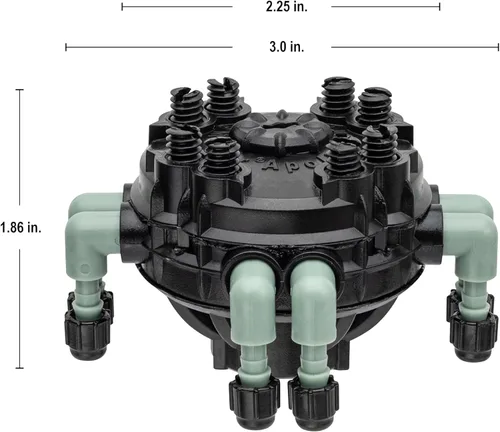 Miniatura 2 de Orbit Paquete de 2 colectores de riego por goteo de 8 puertos de flujo ajustable para tubo de 1/4" - 61008P