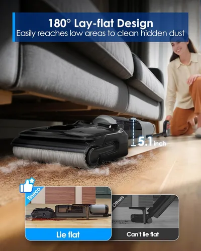 Miniatura 5 de Tineco Floor ONE i5 Stretch Aspiradora Húmeda y Seca, Aspirar y Trapear en Un Solo Paso, Succión Potente de 20kPa, Diseño Plegable de 180°, Diseño