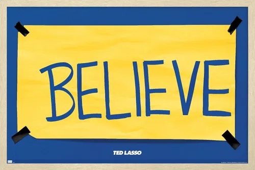 Miniatura 8 de Trends International Ted Lasso - Póster de pared Believe, 14.725 x 22.375 pulgadas, versión enmarcada de madera de granero
