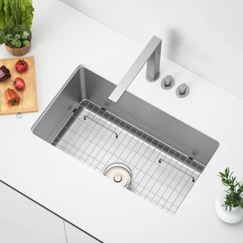 Miniatura 7 de Rejilla de fregadero de acero inoxidable y protectores para la parte inferior del fregadero de cocina, rejilla inferior de fregadero de 26 x 14 1/16