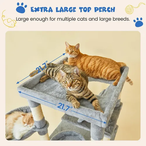 Miniatura 4 de MWPO Árbol grande para gatos de 74.8 pulgadas con postes rascadores cubiertos de sisal y condominio, torre alta para gatos, muebles de patio