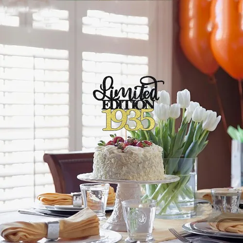 Miniatura 3 de Decoración para tartas de edición limitada de 1935, decoración de pastel de feliz cumpleaños 90, hombres y mujeres animan 90 años/90 y fabulosa
