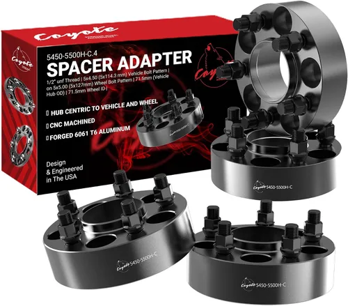 Miniatura 15 de Wheel Accessories Parts 2 adaptadores de espaciadores de rueda centrados en buje de 5 x 5 5 x 127 1.25 pulgadas de grosor 2.815 in, buje de rosca