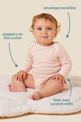 Miniatura 2 de MORI Baby Supreme Comfort - Body de manga larga para niños y niñas, mameluco unisex con cuello sobre y sin níquel