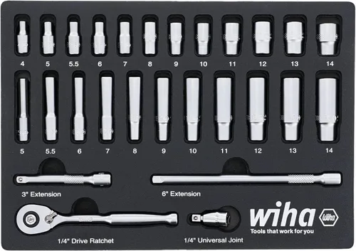 Miniatura 5 de Wiha 33796 Juego de bandejas de 22 piezas de 3/8 pulgadas profesional estándar y profundo - SAE