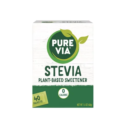 PURE VIA Paquetes de edulcorantes de stevia, sustituto del azúcar, edulcorante natural, sin eritritol, paquetes de edulcorantes naturales cero