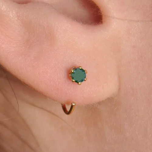 Miniatura 55 de Half Huggie Birthstone Gold Hoop Earrings for Women Tiny Cartilage Stud Piercing Earring Hypoallergenic Earring Screw Back Dainty Hug