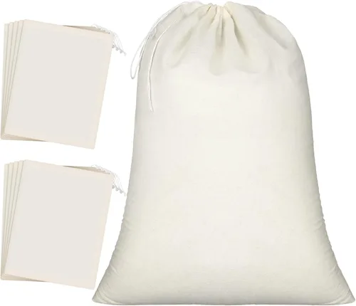 Miniatura 7 de 15 Paquetes de Bolsas de Muselina con Cordón de Lona, Bolsas de Tela Grandes para Almacenamiento a Granel, Bolsas de Algodón Reutilizables