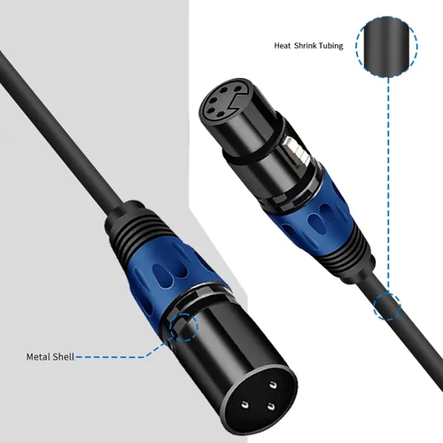 Miniatura 3 de Cable de luz de escenario DMX de 11.8 pulgadas, cable XLR DJ, conector XLR macho de 3 pines a conexión XLR DMX hembra de 5 pines para, foco de luz