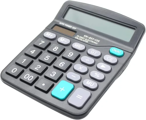 Calculadora de escritorio, calculadora de oficina con batería solar de 12 dígitos con pantalla LCD grande, botón sensible grande, calculadoras de