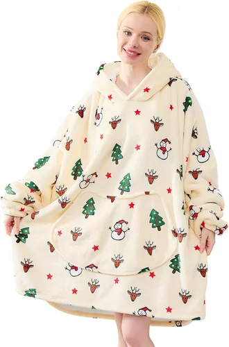 Miniatura 22 de Moinlizy - Sudadera con capucha tipo manta extragrande, portátil con capucha y bolsillo, de grueso sherpa, para mujeres y hombres adultos