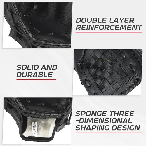 Miniatura 2 de Guantes de béisbol + juegos de pelotas, guante de sóftbol, guante de béisbol, 10.5-12.5 pulgadas para entrenamiento de jóvenes/adultos y juego