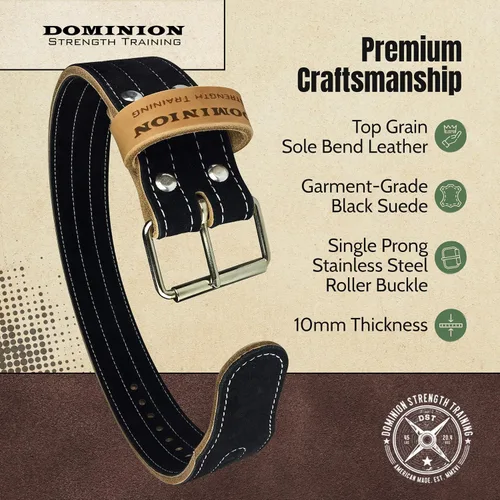 Miniatura 2 de Suede 3-inch Weightlifting Belt - Premium Powerlifting Support with Enhanced Grip Technology
