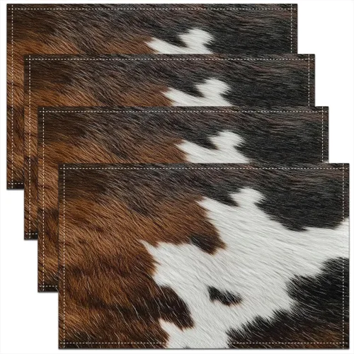 Miniatura 22 de jejeloiu Manteles individuales de mesa con osos para niños, manteles de mesa de animales salvajes de granja, mantel individual rústico de familia
