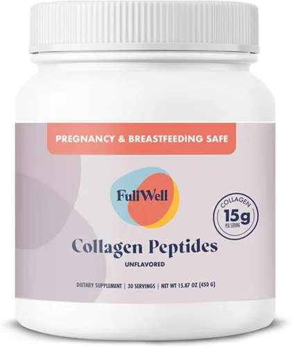 FullWell Nuevos Péptidos de Colágeno Hidrolizado, Polvo de Colágeno Seguro para Lactancia y Embarazo a Base de Pasto para Mujeres, 15g de Colágeno