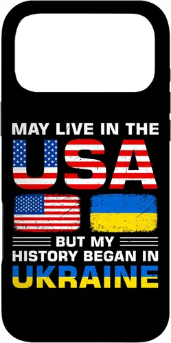 Miniatura 22 de Funda para iPhone 13 Pro Max con la bandera de Ucrania y la bandera de Estados Unidos con raíces ucranianas