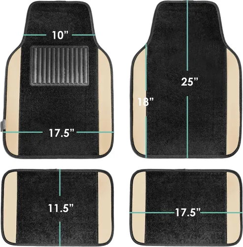 Miniatura 7 de TLH Alfombrillas para Automóvil, Juego Completo de Alfombrillas de Alfombra con Bordes de Color Beige para Coches, Protección para Todo Tipo